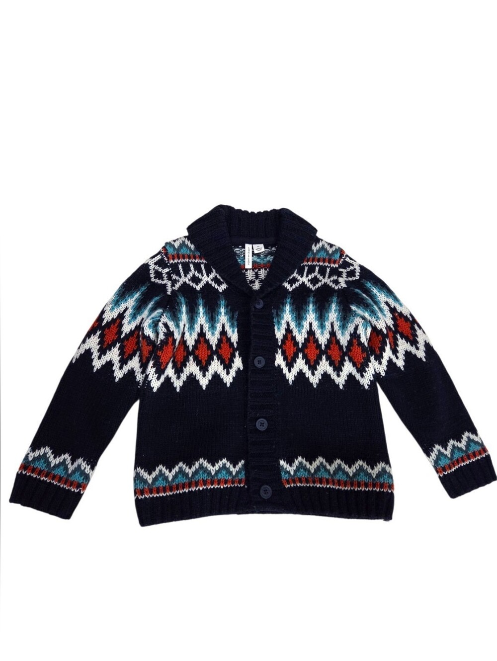 Janie and Jack Fair Isle Shawl Collar Cardigan Sweater Boys Size 2T